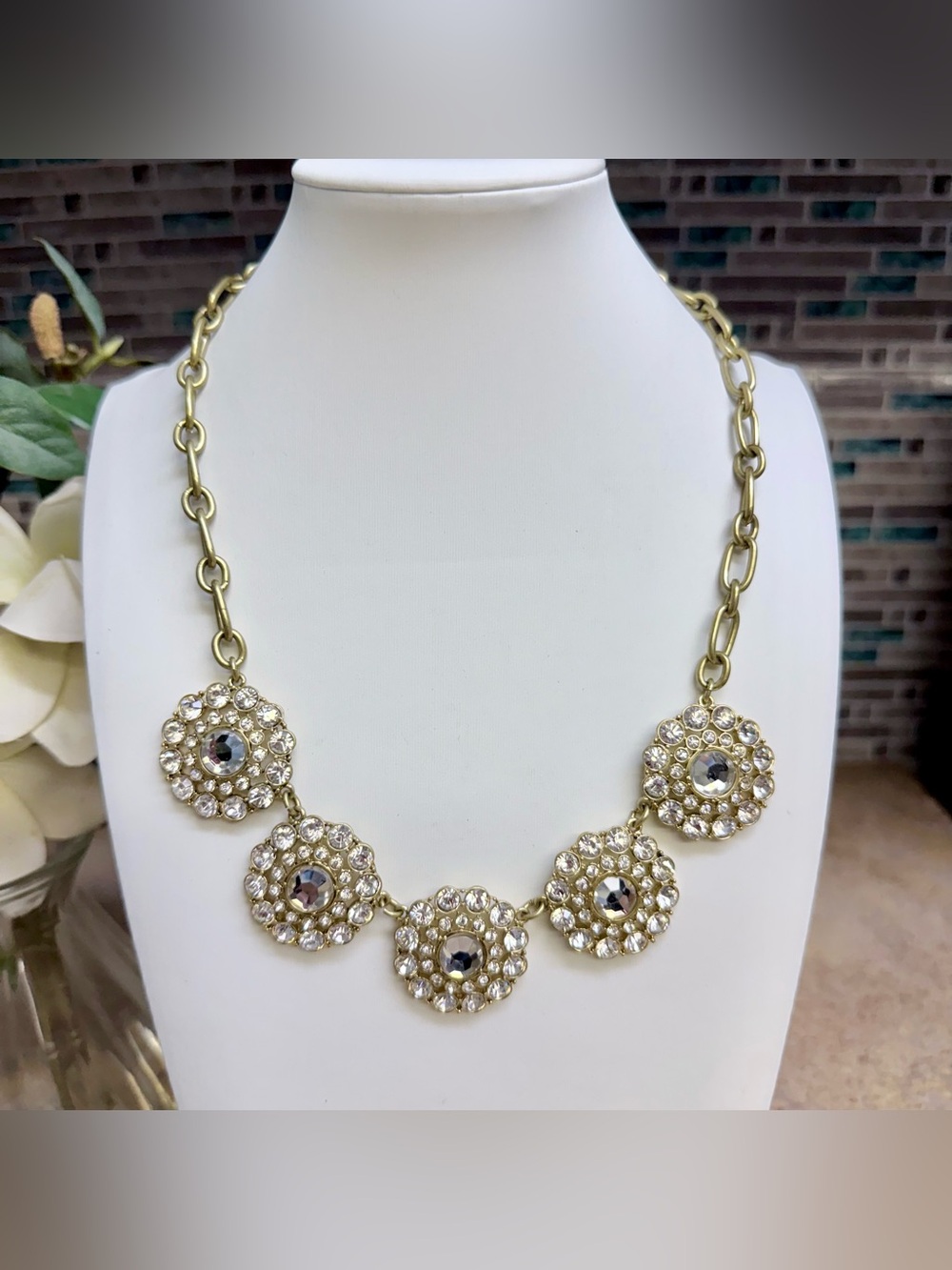 Sparkly J. Crew Rhinestone Goldtone necklace